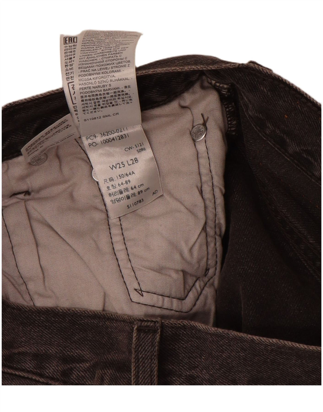 Levi's Damen 501 Straight Jeans W25 L28 Graue Baumwolle