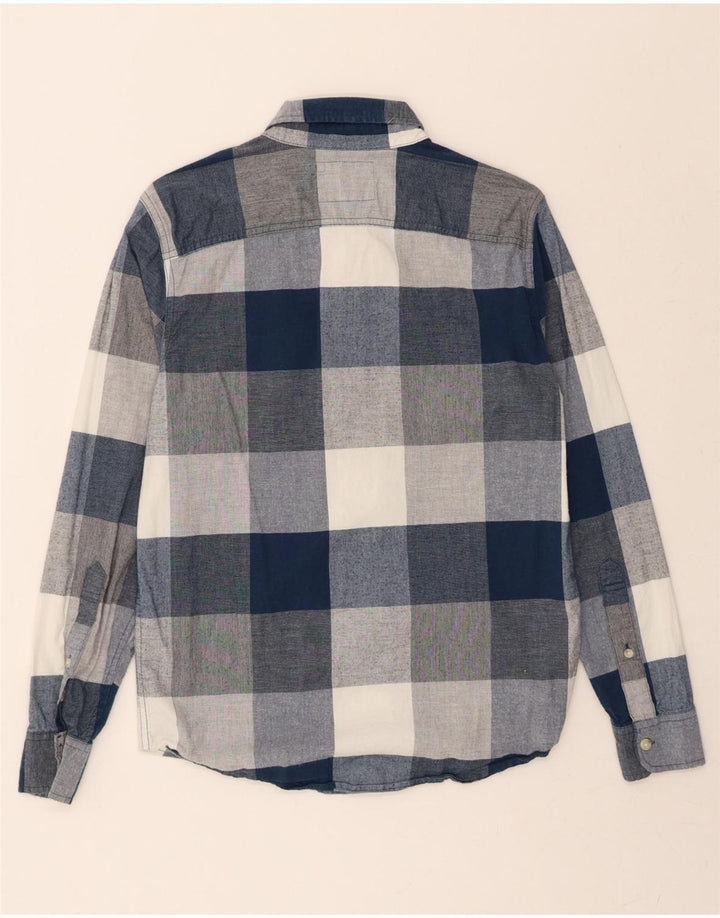 HOLLISTER Mens Stretch Shirt Small Navy Blue Check Cotton Vintage Hollister and Second-Hand Hollister from Messina Hembry 