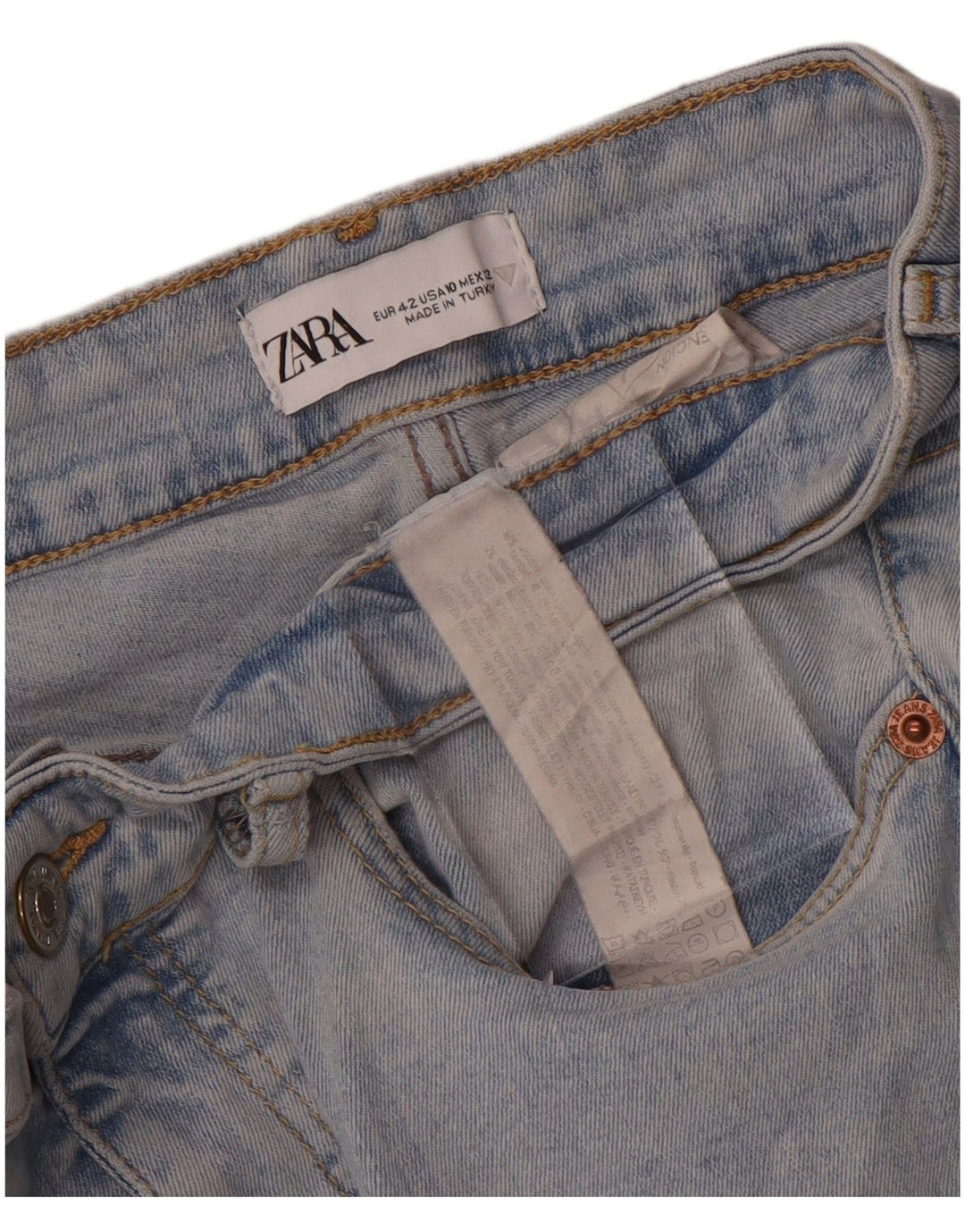 Zara Damen Schlagjeans EU 42 Large W32 L27 Blaue Baumwolle