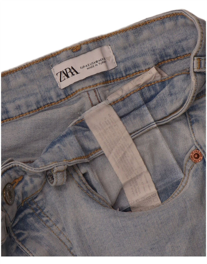 Zara Damen Schlagjeans EU 42 Large W32 L27 Blaue Baumwolle