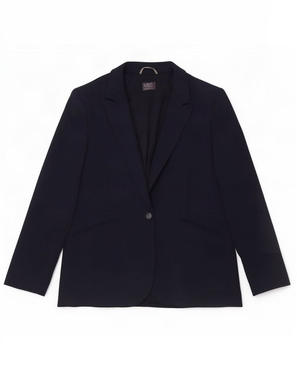 Marks & Spencer Damen 1-Knopf-Blazerjacke UK 22 3XL Marineblau Polyester
