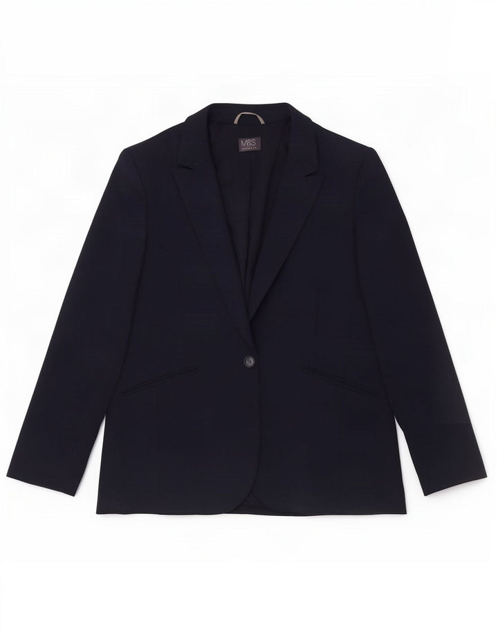 Marks & Spencer Damen 1-Knopf-Blazerjacke UK 22 3XL Marineblau Polyester