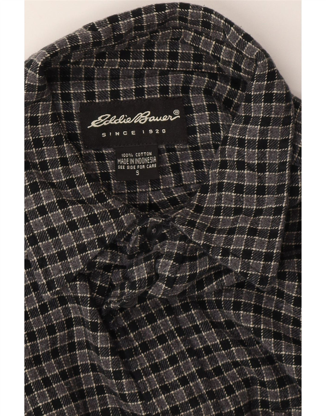 EDDIE BAUER Herren-Flanellhemd, klein, grau kariert, Baumwolle