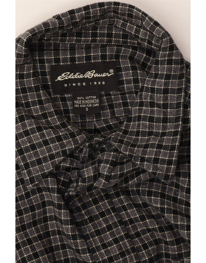 EDDIE BAUER Herren-Flanellhemd, klein, grau kariert, Baumwolle