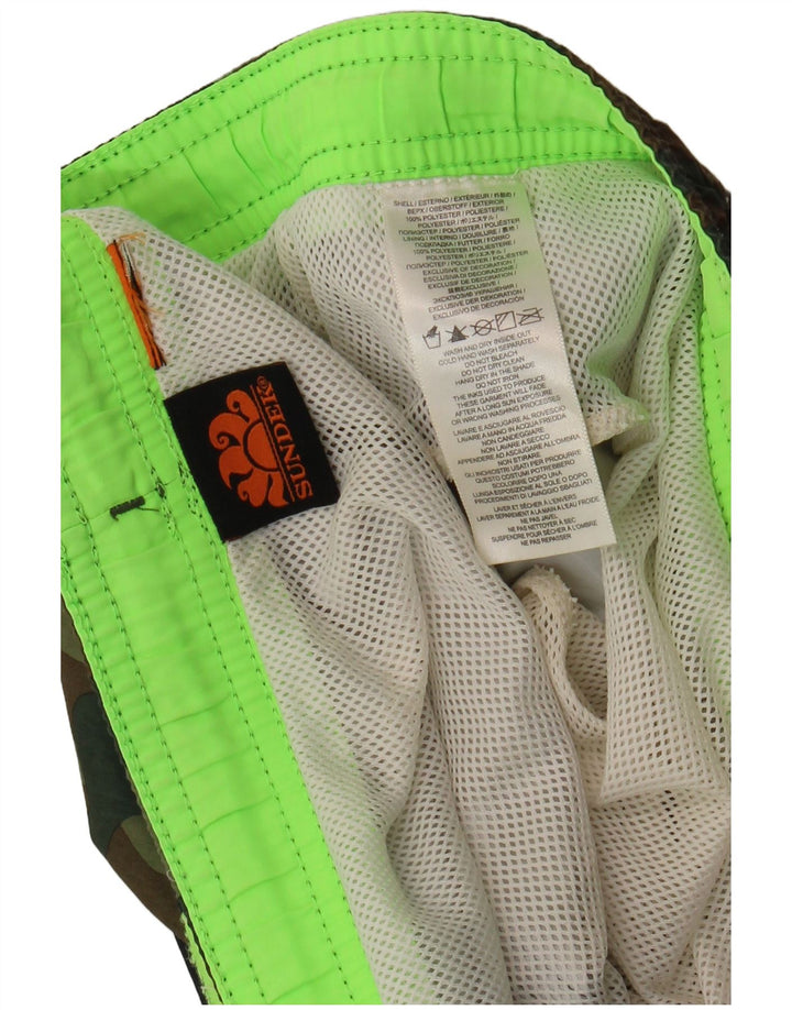 Sundek Herren-Badeshorts, groß, Khaki, Camouflage, Polyester