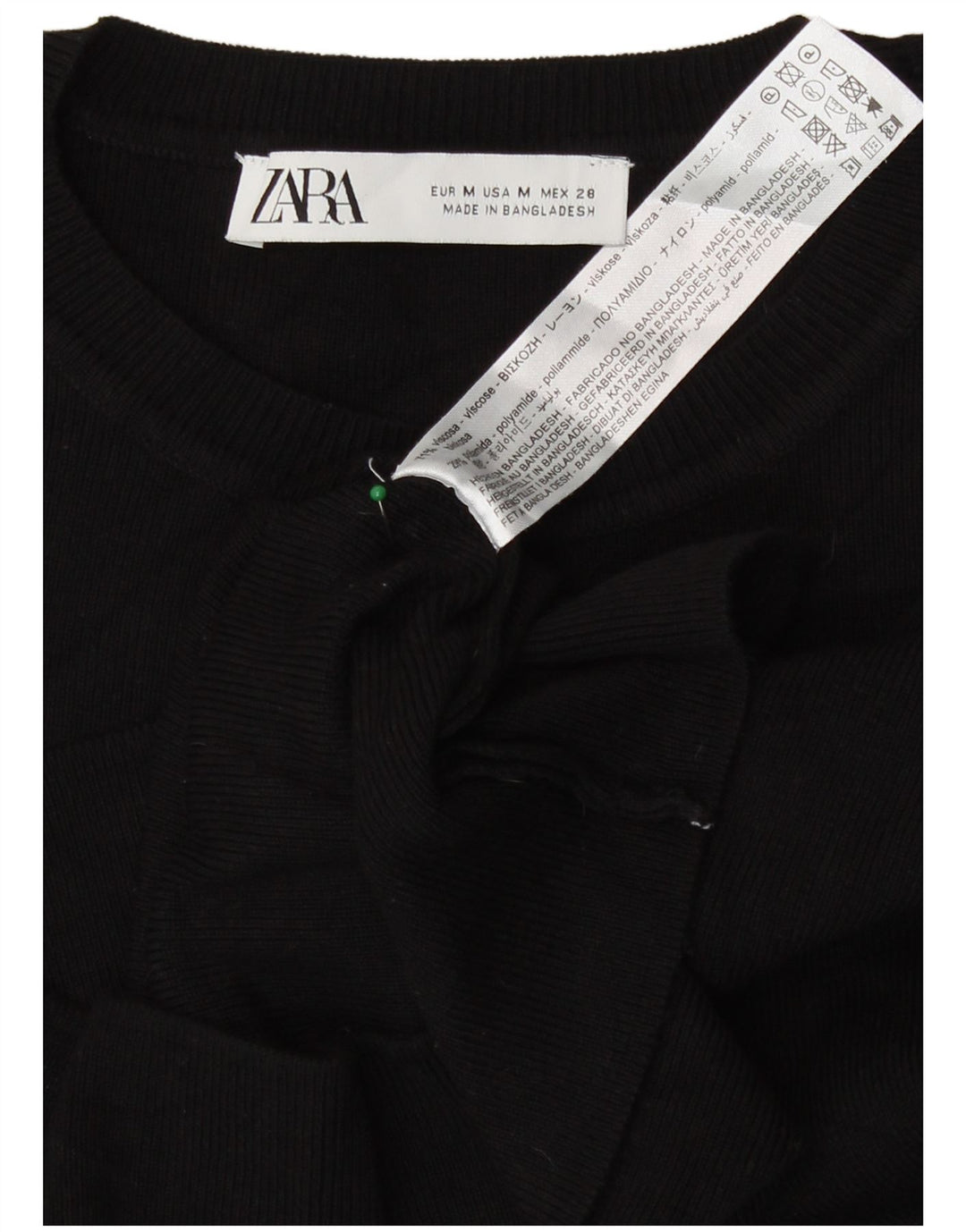 Zara Damen Pullover mit bauchfreiem U-Boot-Ausschnitt, Gr. 12, Mittelschwarz, Viskose