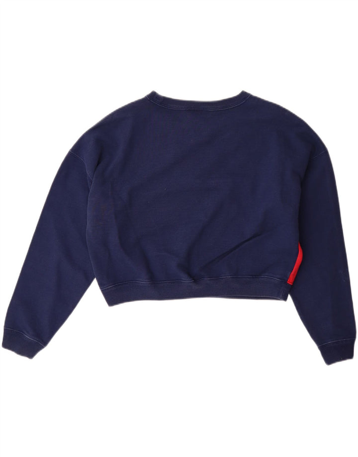 CHAMPION Womens Oversized Graphic Sweatshirt Jumper UK 14 Medium Navy Blue Vintage Champion and Second-Hand Champion from Messina Hembry 