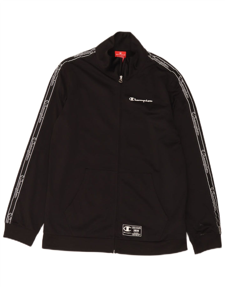 Champion Jungen-Trainingsanzugoberteil mit Grafik, 13–14 Jahre, XL, schwarzes Polyester