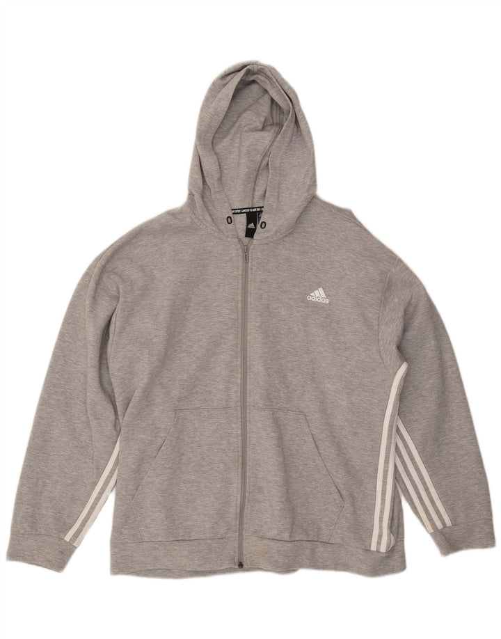 ADIDAS Herren Zip Hoodie Pullover XL Grau Baumwolle
