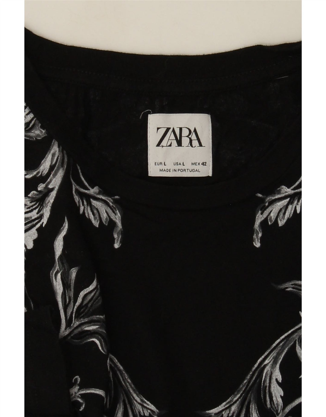 Zara Herren-T-Shirt mit Grafik, groß, schwarz, geblümt