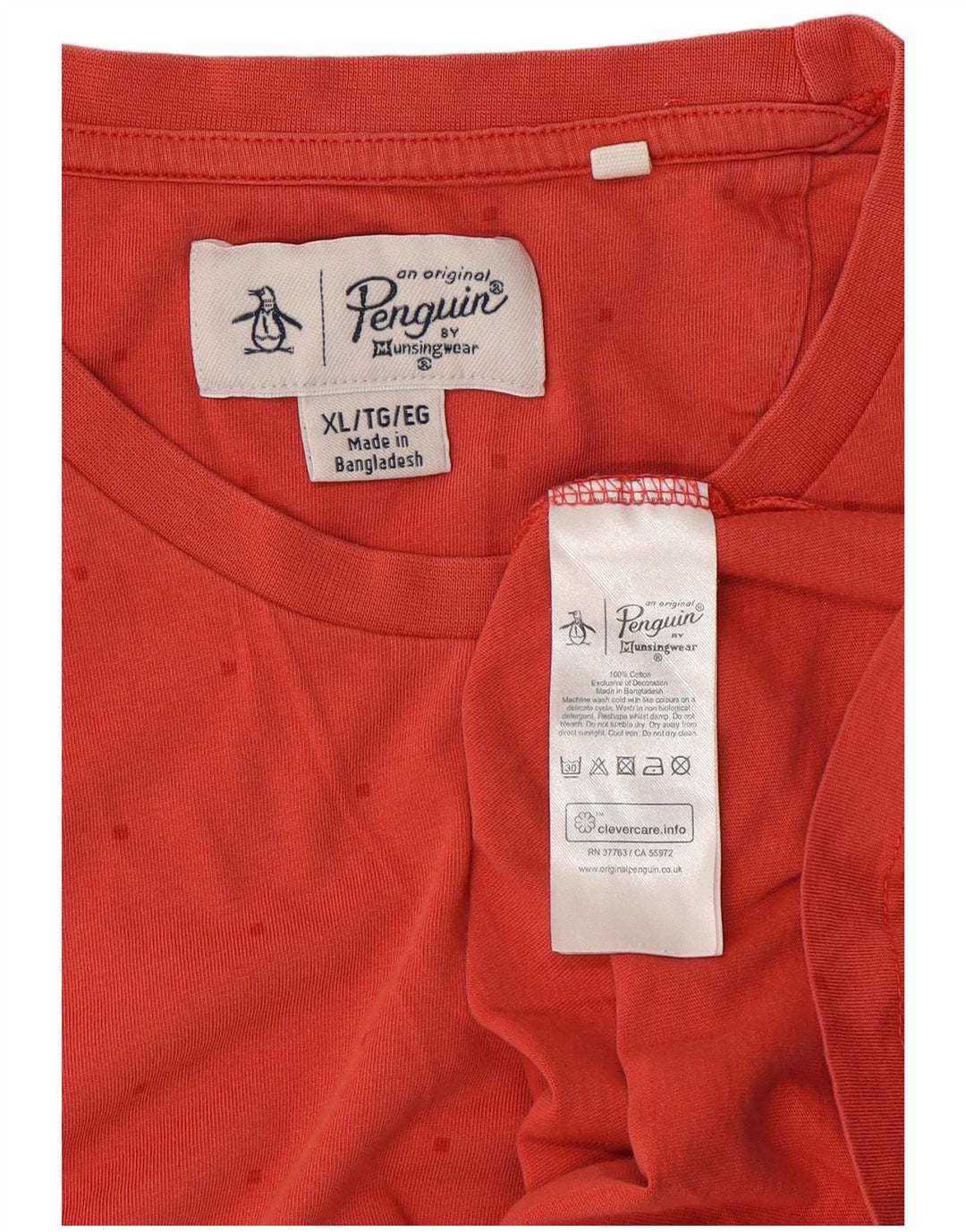 Penguin Herren T-Shirt Top XL Rot gepunktete Baumwolle
