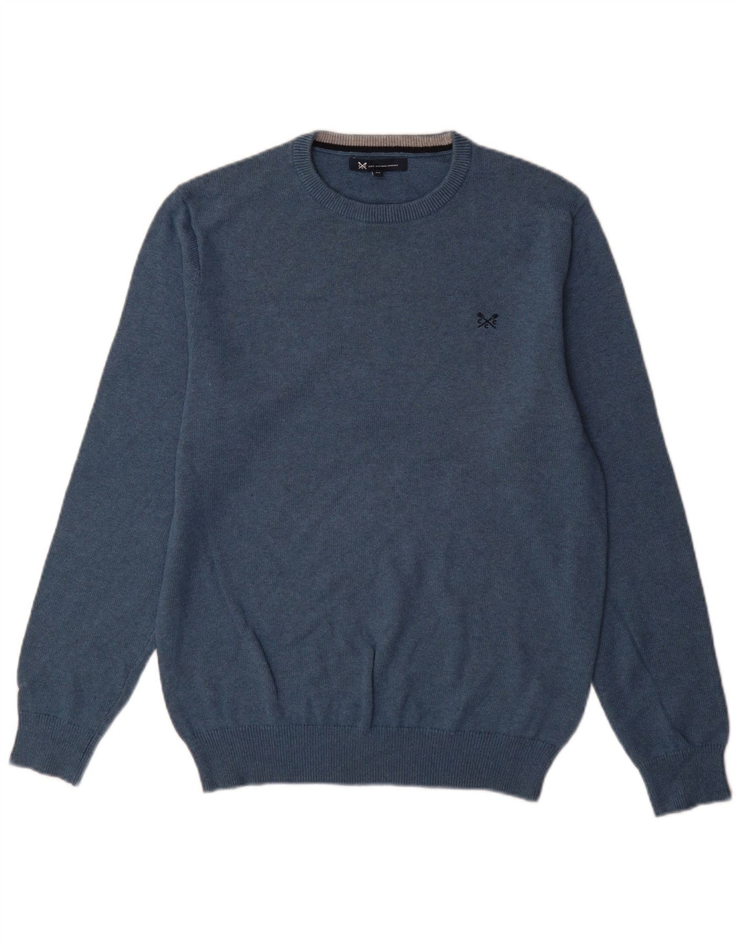 Crew Clothing Herren-Pullover mit Rundhalsausschnitt, mittelblaue Baumwolle
