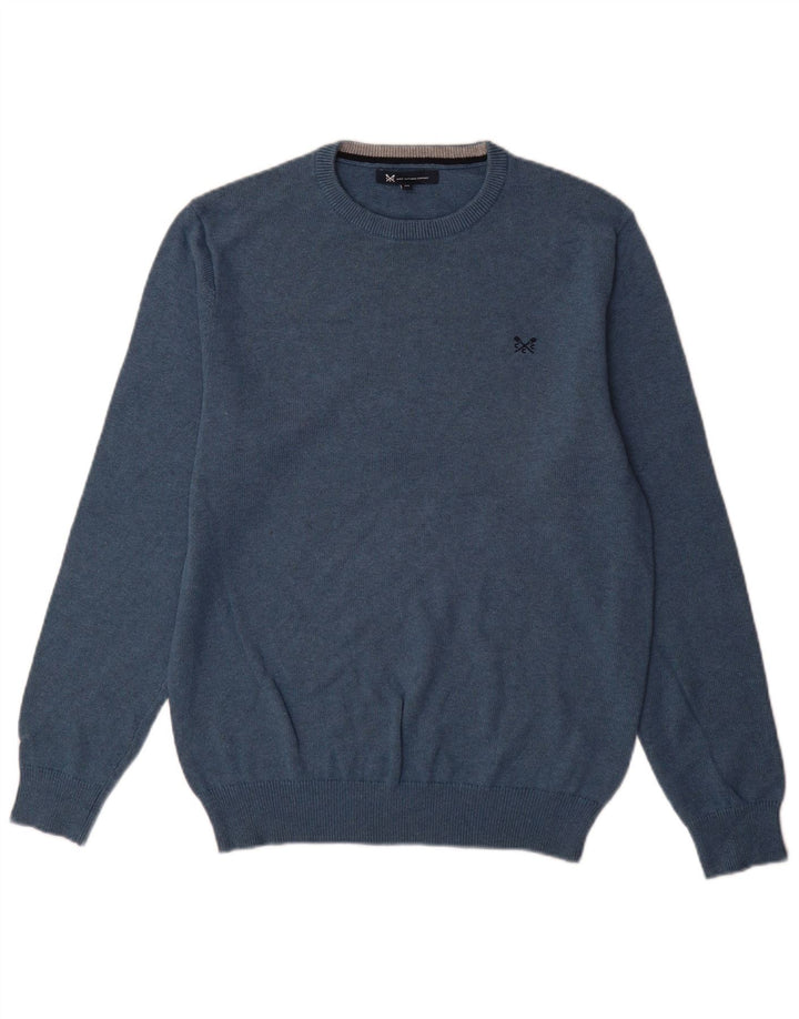 Crew Clothing Herren-Pullover mit Rundhalsausschnitt, mittelblaue Baumwolle