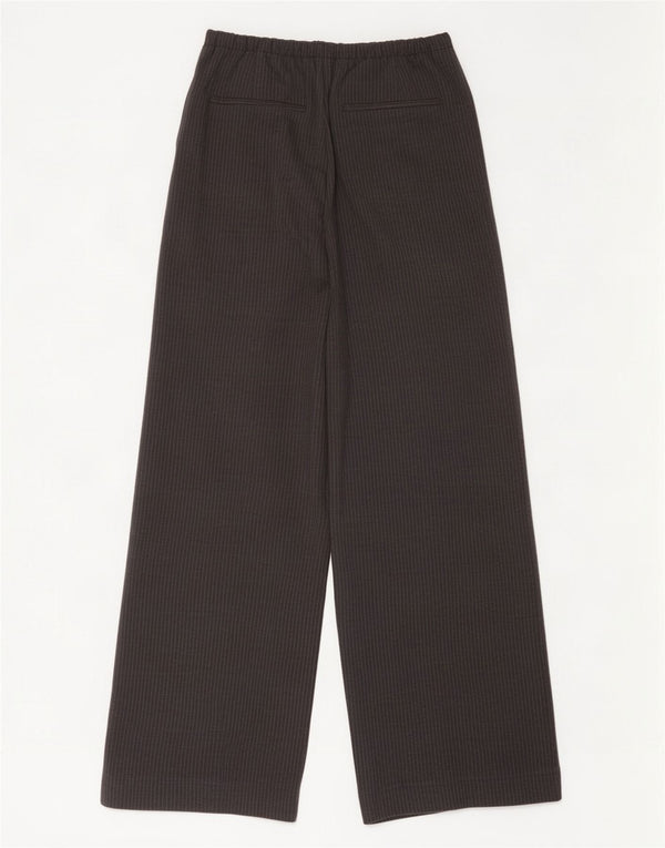 Zara Damen-Chinohose mit weitem Bein, XS W24 L28, graue Nadelstreifen-Viskose