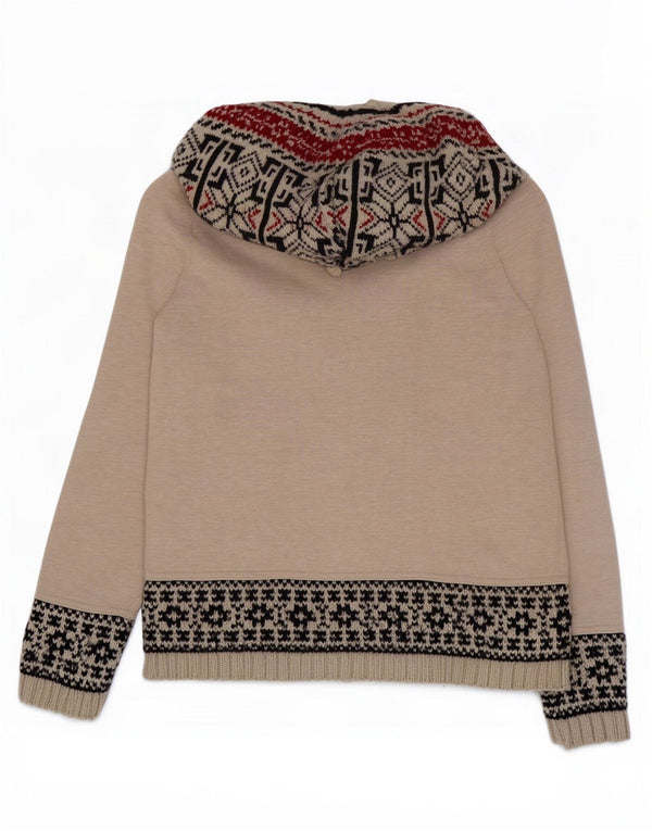Superdry Damen-Cardigan mit Kapuze, UK 18, XL, Beige, Fair-Isle-Acryl