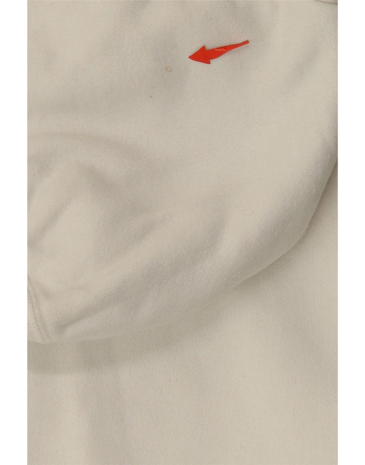 BENETTON Womens Graphic Zip Hoodie Sweater UK 16 Large Weiße Baumwolle