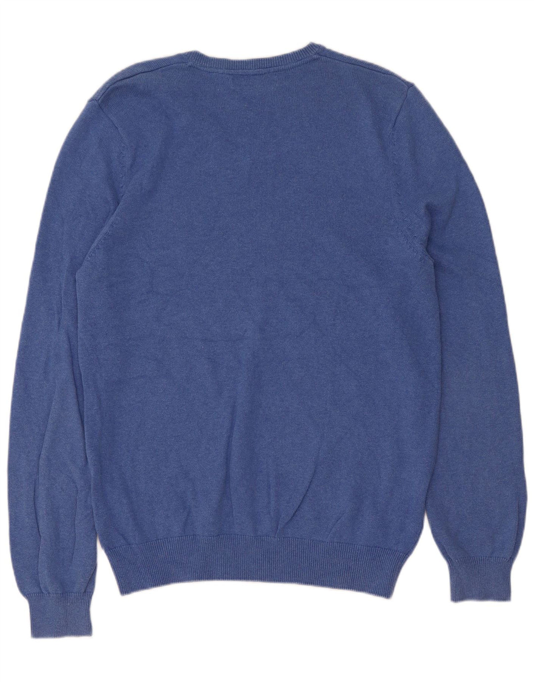 Marks & Spencer Herren-Pullover mit V-Ausschnitt aus mittelblauer Baumwolle