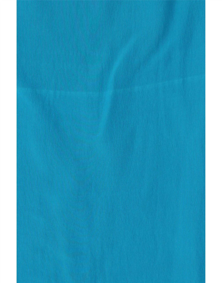 Vintage Damen Crop Ärmelloses Blusentop UK 14 Mittelblaue Seide