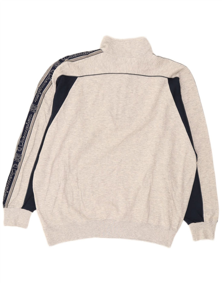 Champion Herren-Sweatshirt mit grafischem Reißverschluss, Größe L, Grau, Farbblock