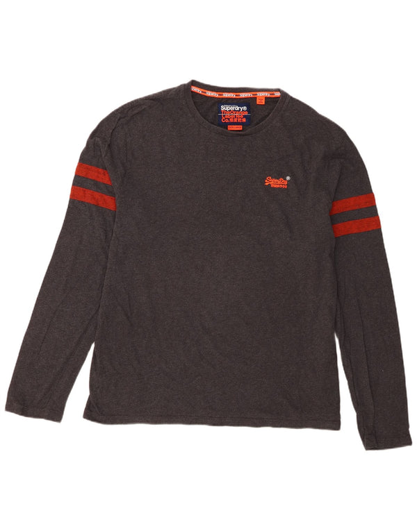 SUPERDRY Herren-Oberteil, langärmelig, 3XL, grau gestreift, Baumwolle
