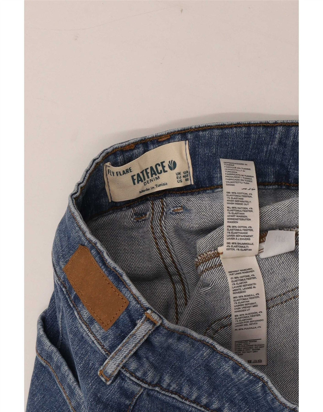 Fat Face Damen Fly Flared Jeans UK 12 Medium W30 L31 Blaue Baumwolle