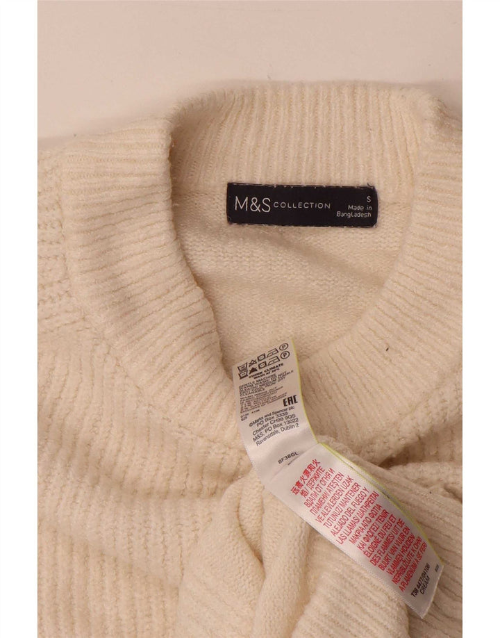 Marks & Spencer Damen-Pullover mit Rundhalsausschnitt, Gr. 10, Größe S, gebrochenes Weiß