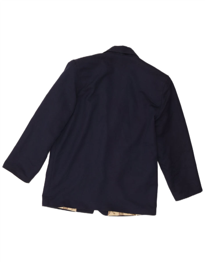 Vintage Damen 1 Knopf Blazer Jacke UK 14 Medium Marineblau Polyester