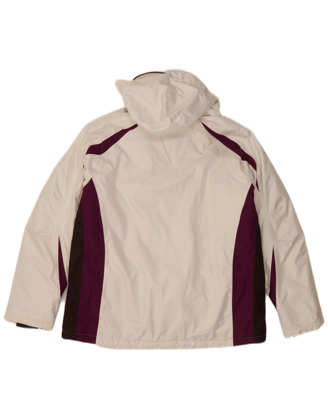 Alpine Herren-Skijacke mit Kapuze, IT 50, groß, weißes Farbblock-Polyester