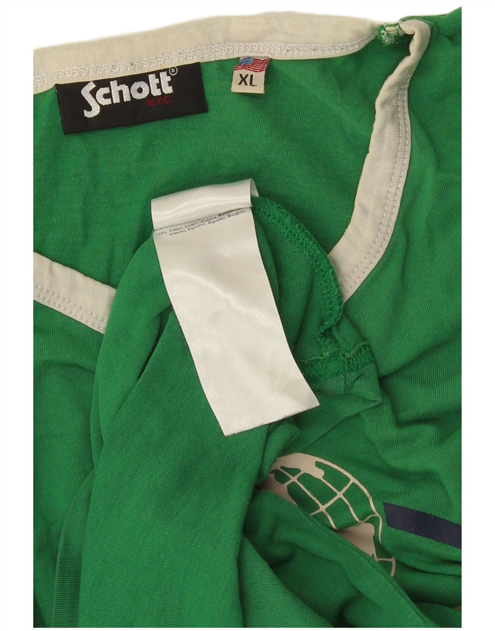 Schott Herren Grafik T-Shirt Top XL Grün Baumwolle