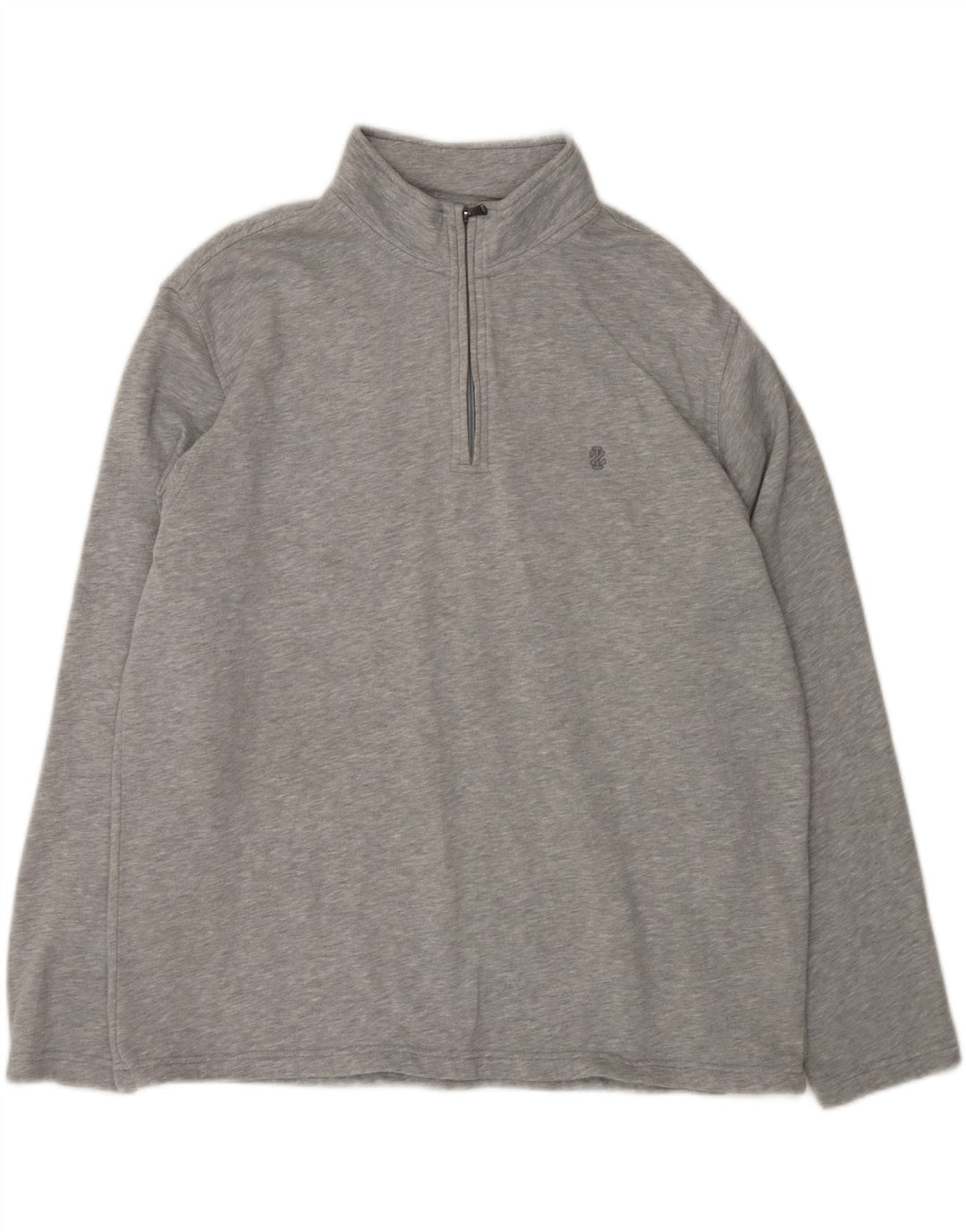 IZOD Mens Zip Neck Sweatshirt Jumper XL Grey Cotton Vintage Izod and Second-Hand Izod from Messina Hembry 