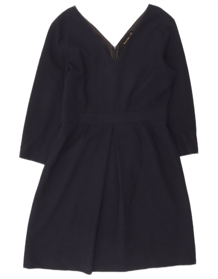 Massimo Dutti Damen 3/4-Ärmel A-Linien-Kleid EU 42 Large Marineblau
