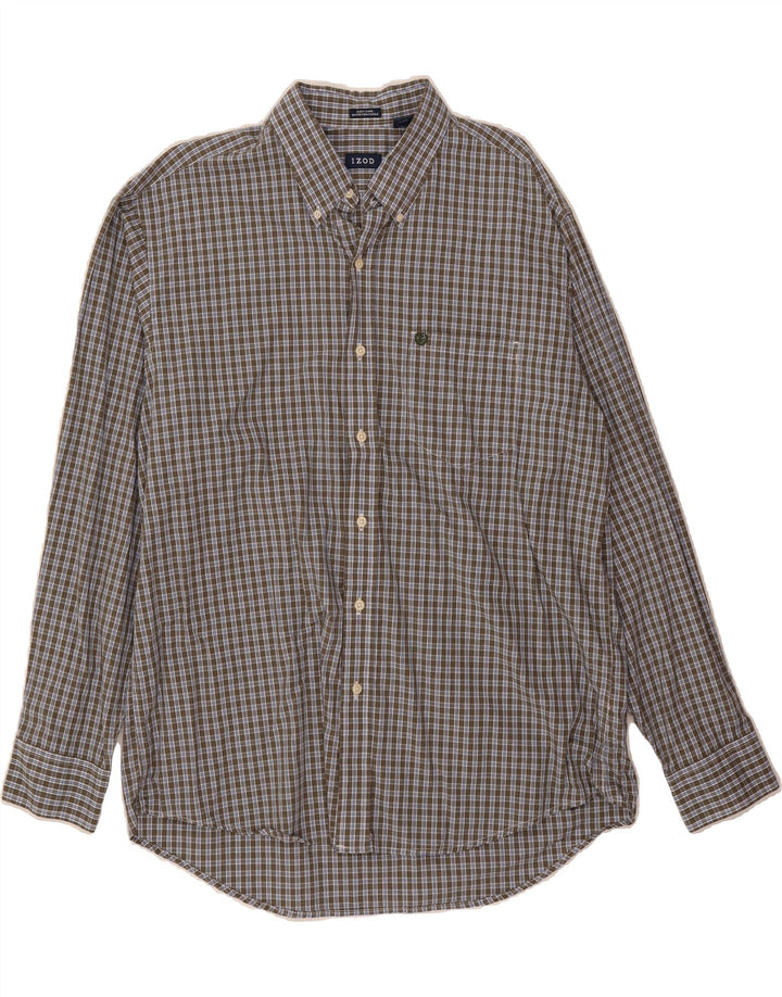 IZOD Mens Shirt XL Brown Check Cotton Vintage Izod and Second-Hand Izod from Messina Hembry 