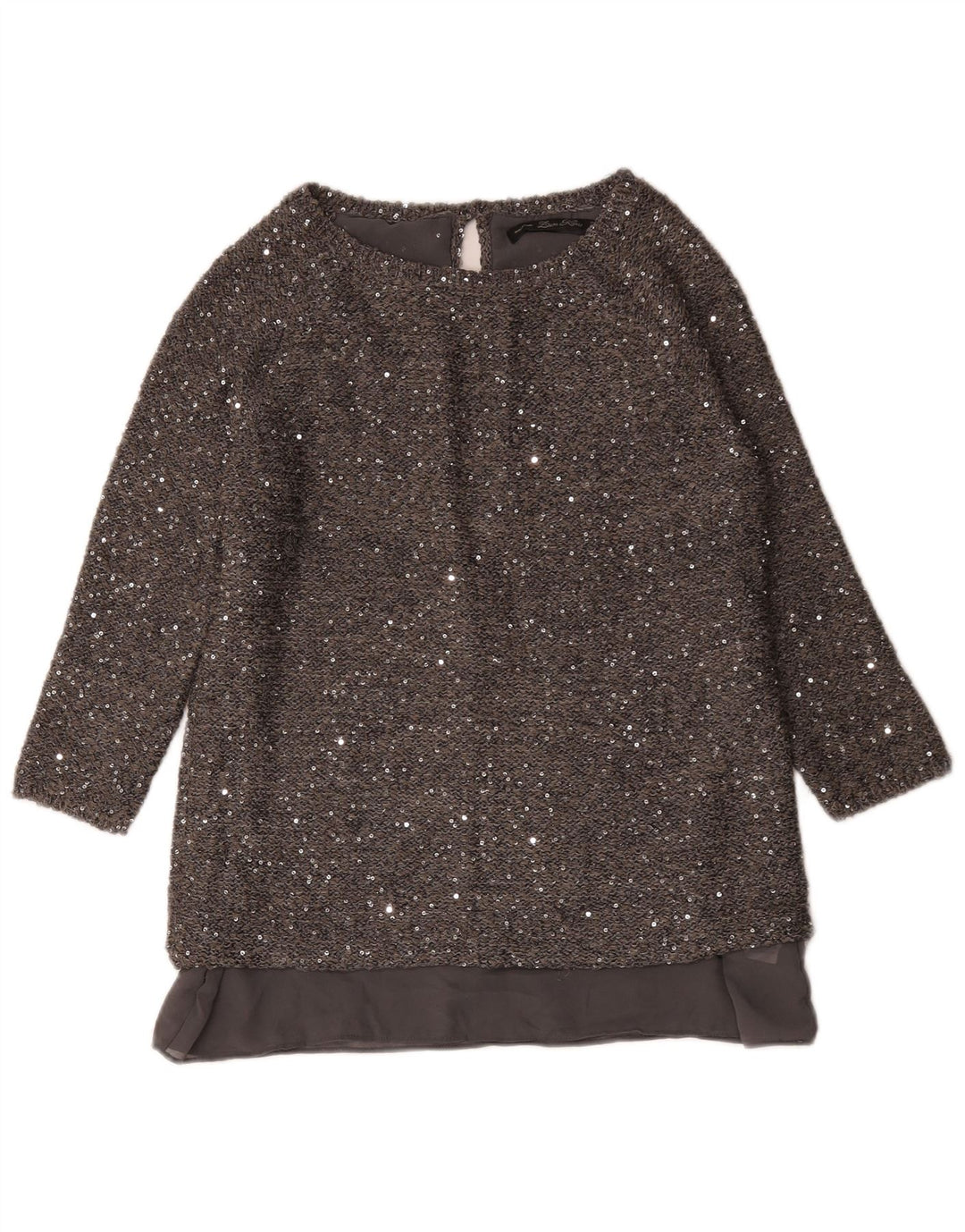 Zara Damen-Tunika-Oberteil mit 3/4-Ärmeln, UK-Größe 44, mittelgrau geflecktes Polyester