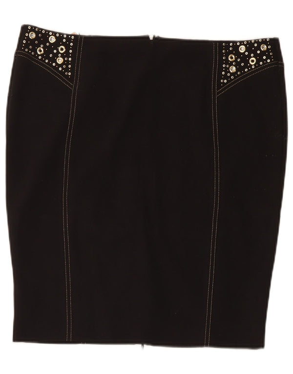 Roccobarocco Damen Bleistiftrock IT 46 Large W34 Schwarz Polyester