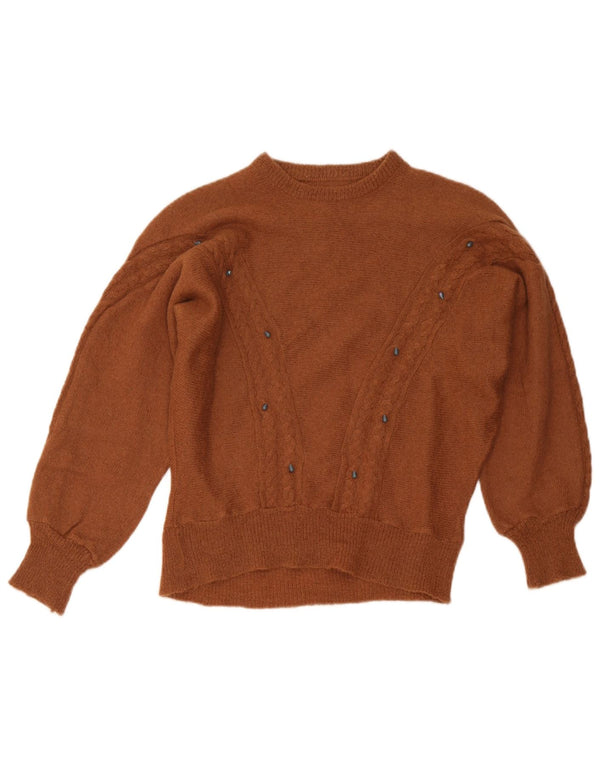Vintage Damen Pullover mit U-Boot-Ausschnitt, UK 14, Groß, Braun