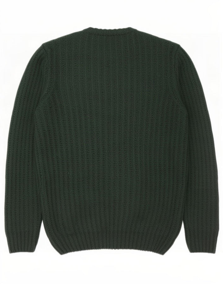 Zara Herren-Pullover mit Rundhalsausschnitt, Mittelgrünes Acryl