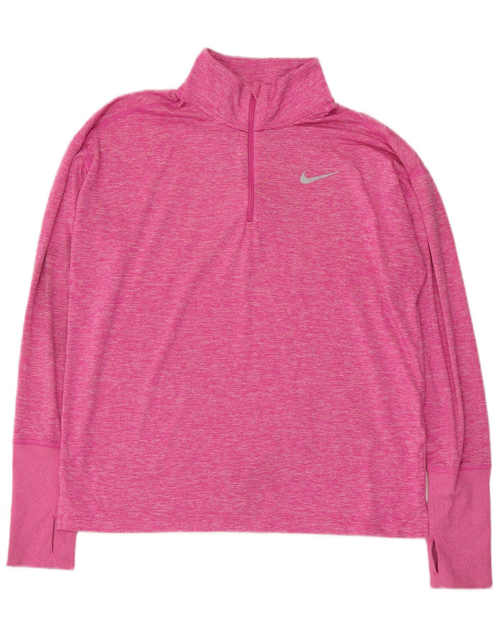 Nike Damen Dri Fit Pullover-Trainingsanzugoberteil mit Reißverschluss, UK 14, Mittelrosa