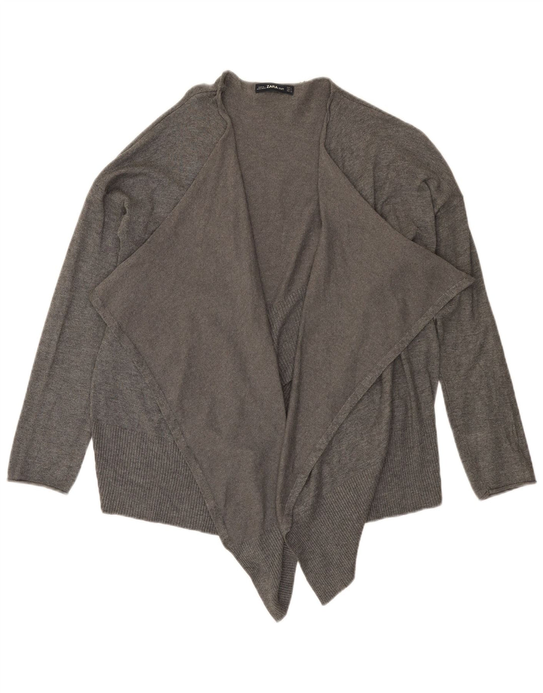 Zara Damen-Strickjacke, übergroß, asymmetrisch, offen, Gr. 10, klein, Grau