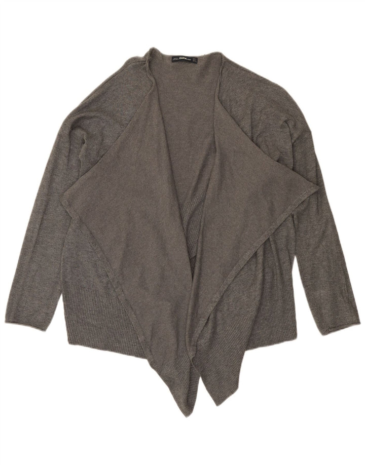 Zara Damen-Strickjacke, übergroß, asymmetrisch, offen, Gr. 10, klein, Grau