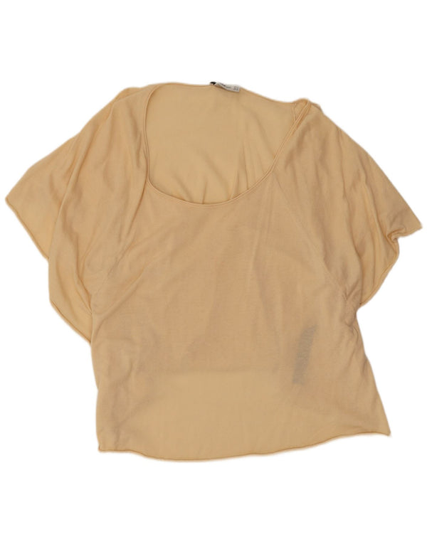 Zara Womens Batwing Oversized Bluse Top UK 10 Small Beige Baumwolle