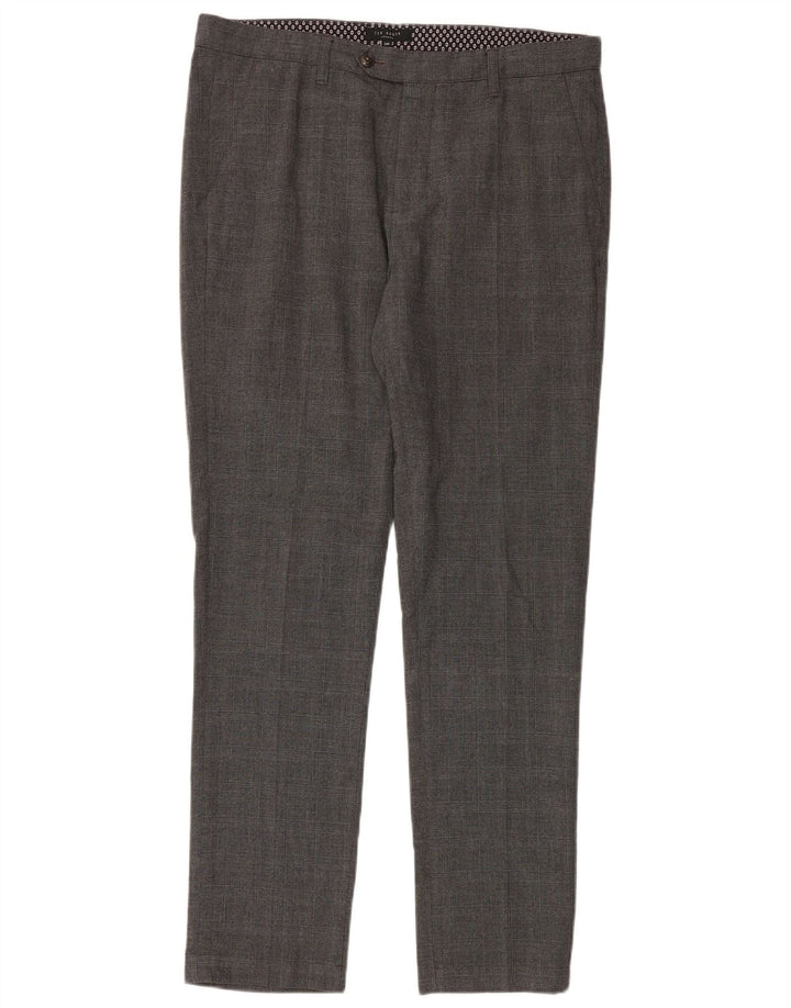 TED BAKER Slim-Anzughose für Herren, W34, L32, grau kariertes Polyester