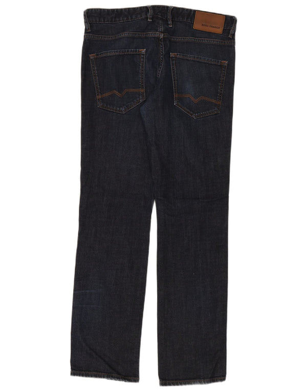 Hugo Boss Herren Straight Jeans W33 L32 Marineblaue Baumwolle