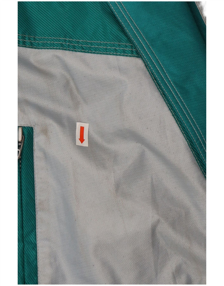Vintage Herren-Skijacke mit Grafik, EU 48, mittelgrünes Farbblock-Polyamid