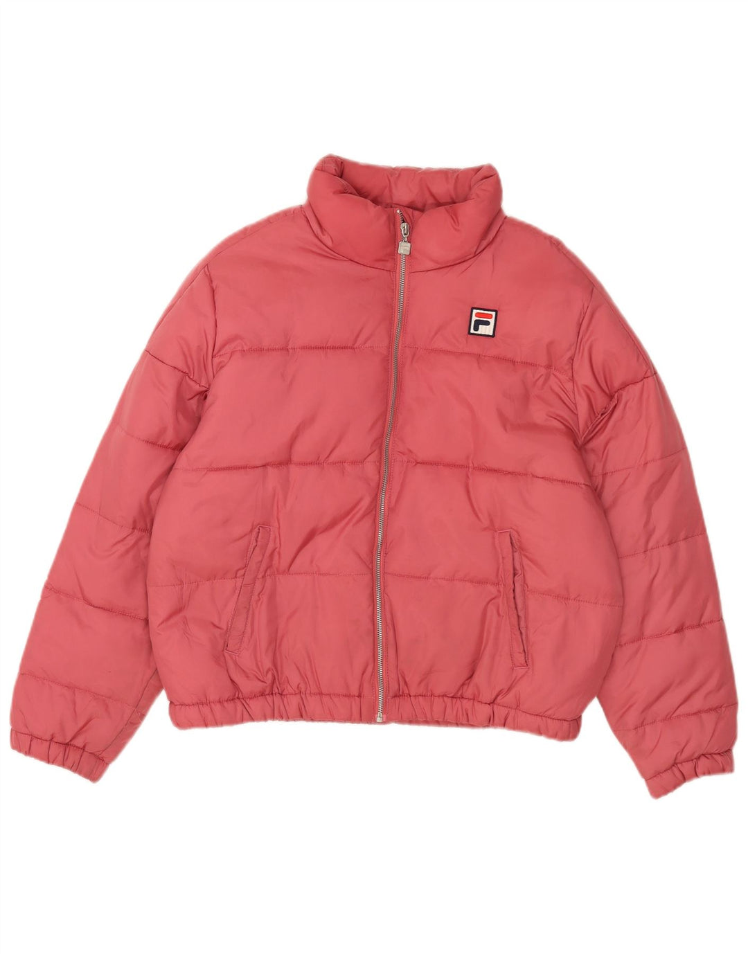 Fila Damen Loose Fit Wattierte Jacke UK 14 Mittelrosa Polyester
