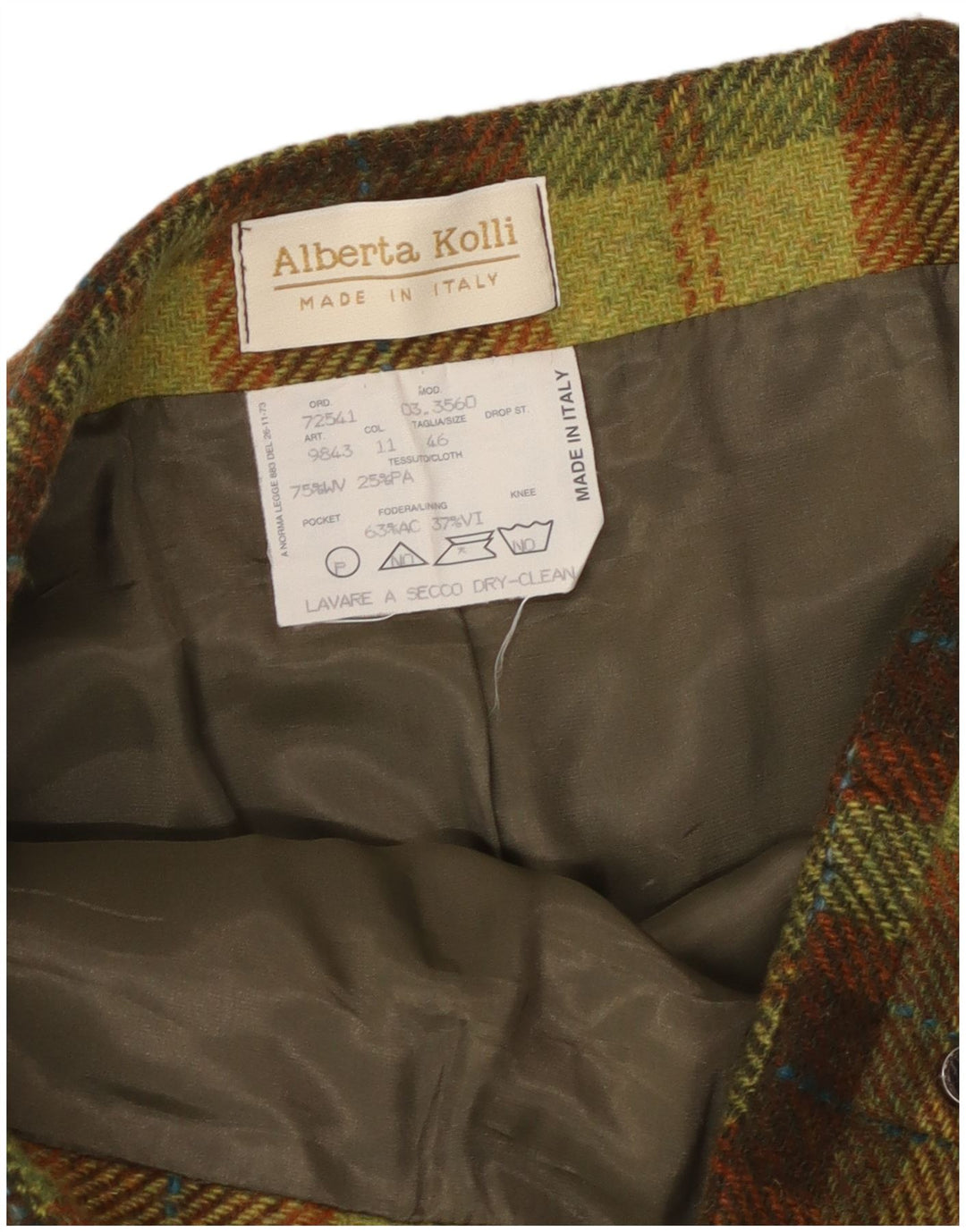 Vintage Damen A-Linie Rock IT 46 Groß W32 Grün Karo Acryl