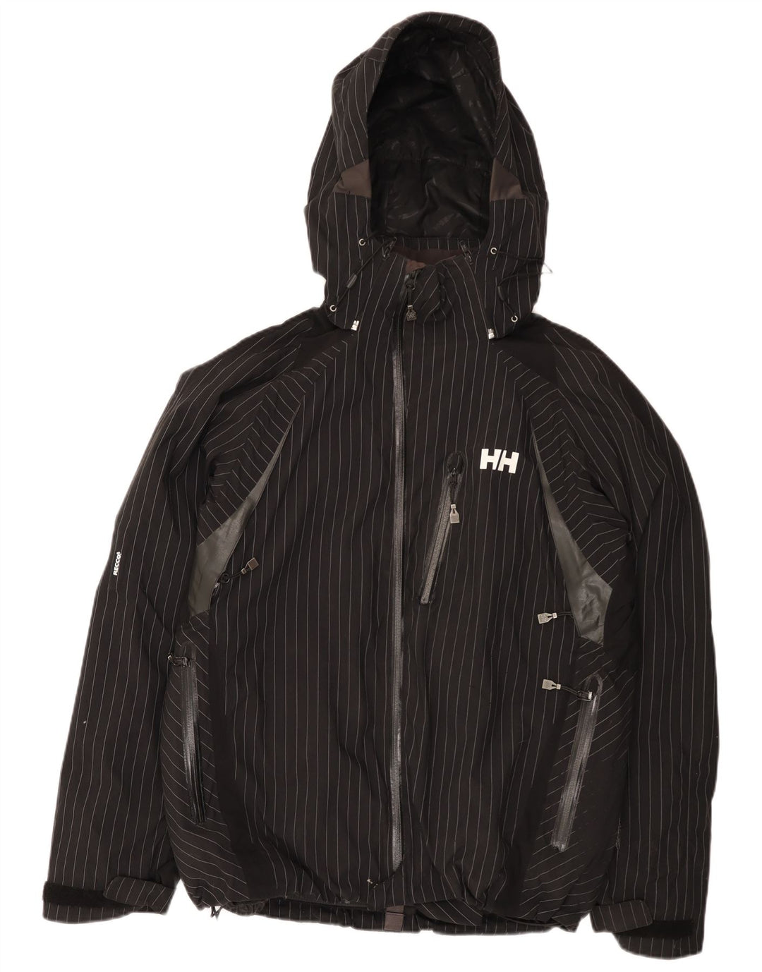 Helly Hansen Herren-Regenjacke mit grafischer Kapuze, UK 38, mittelschwarz gestreift