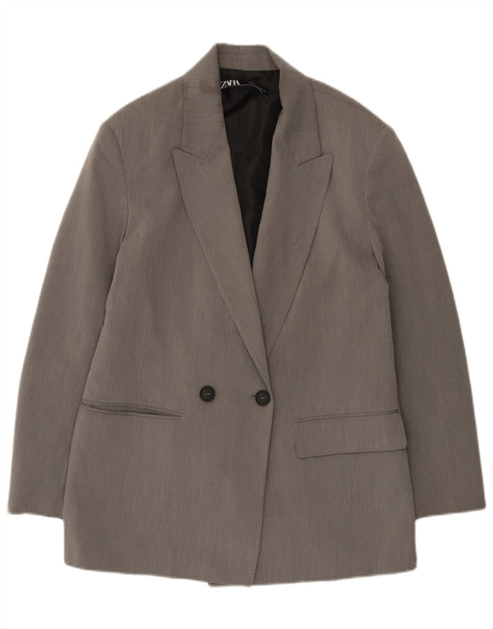Zweireihiger, übergroßer Blazer von Zara für Damen, Gr. 10, Größe S, Grau