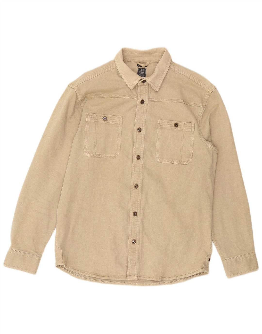 Tom Tompson Herren Flanellhemd Große Beige Baumwolle