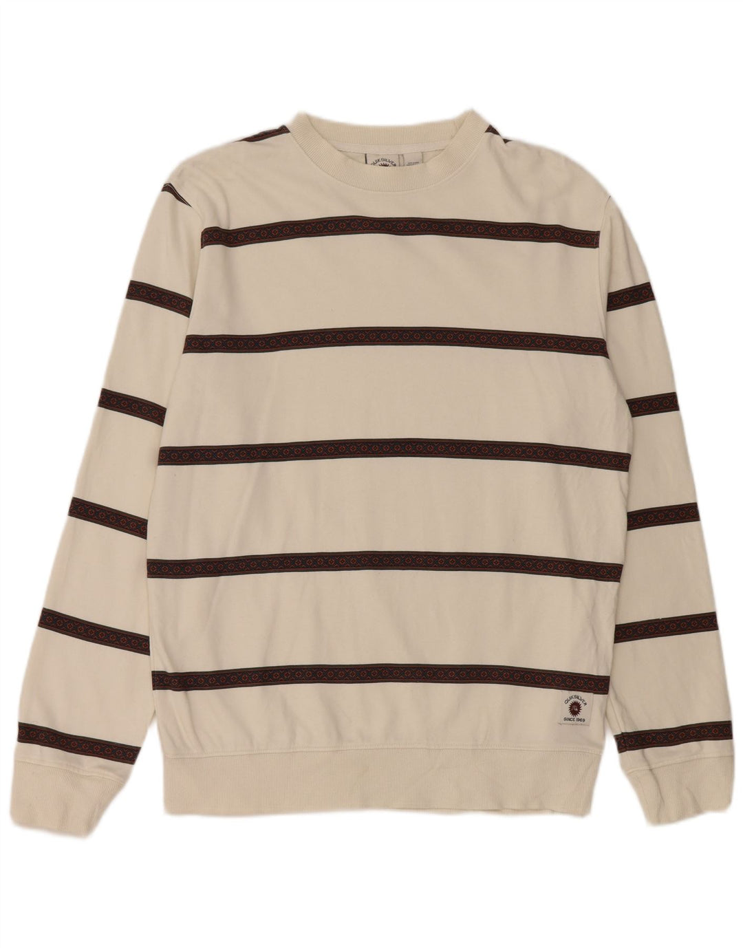 Quiksilver Herren-Sweatshirt-Pullover aus mittelweiß gestreifter Baumwolle