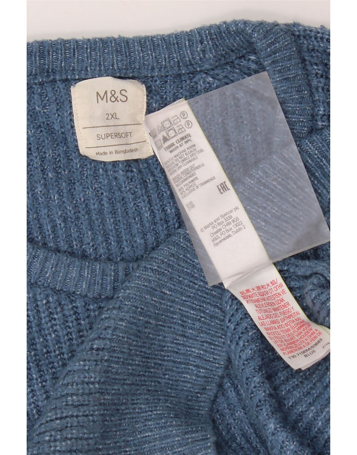 Marks & Spencer Herren-Pullover mit Rundhalsausschnitt, 2XL, Blau, Polyamid